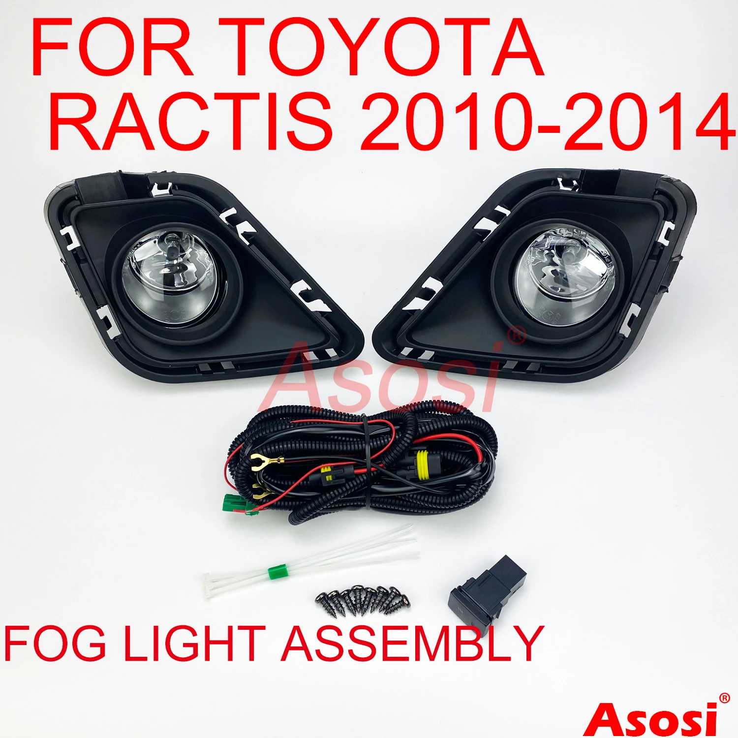 

Bumper Fog Lights Kit For Toyota Ractis 2010 2011 2012 2013 2014 Right & Left Side Clear Glass Lens With Bulb Switch Wire Bezel