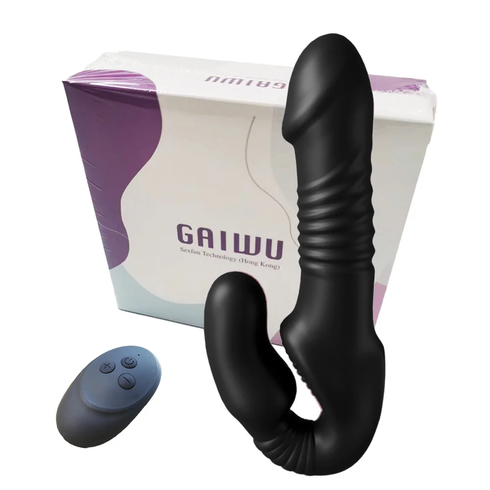 Strap-on Silicone Double Dildo Penis Wireless Vagina Vibrator for Single Women Lesbian Couples Sexy Sex Toys for Adults