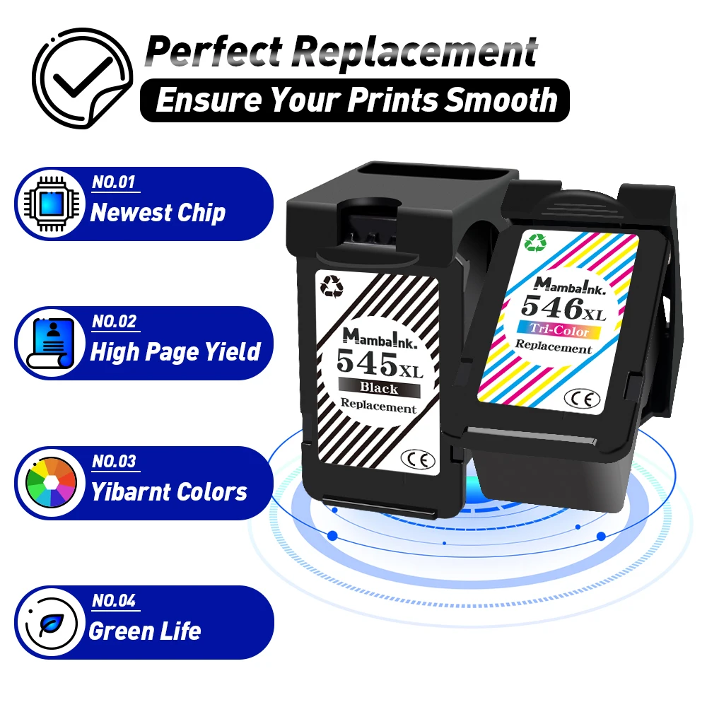 PG545 CL546 XL ink Cartridges Replacement For Canon PG-545 PG- 545 CL-546 For Canon MG3050  MG3051  MG3052  MG3053  MX490  MX494
