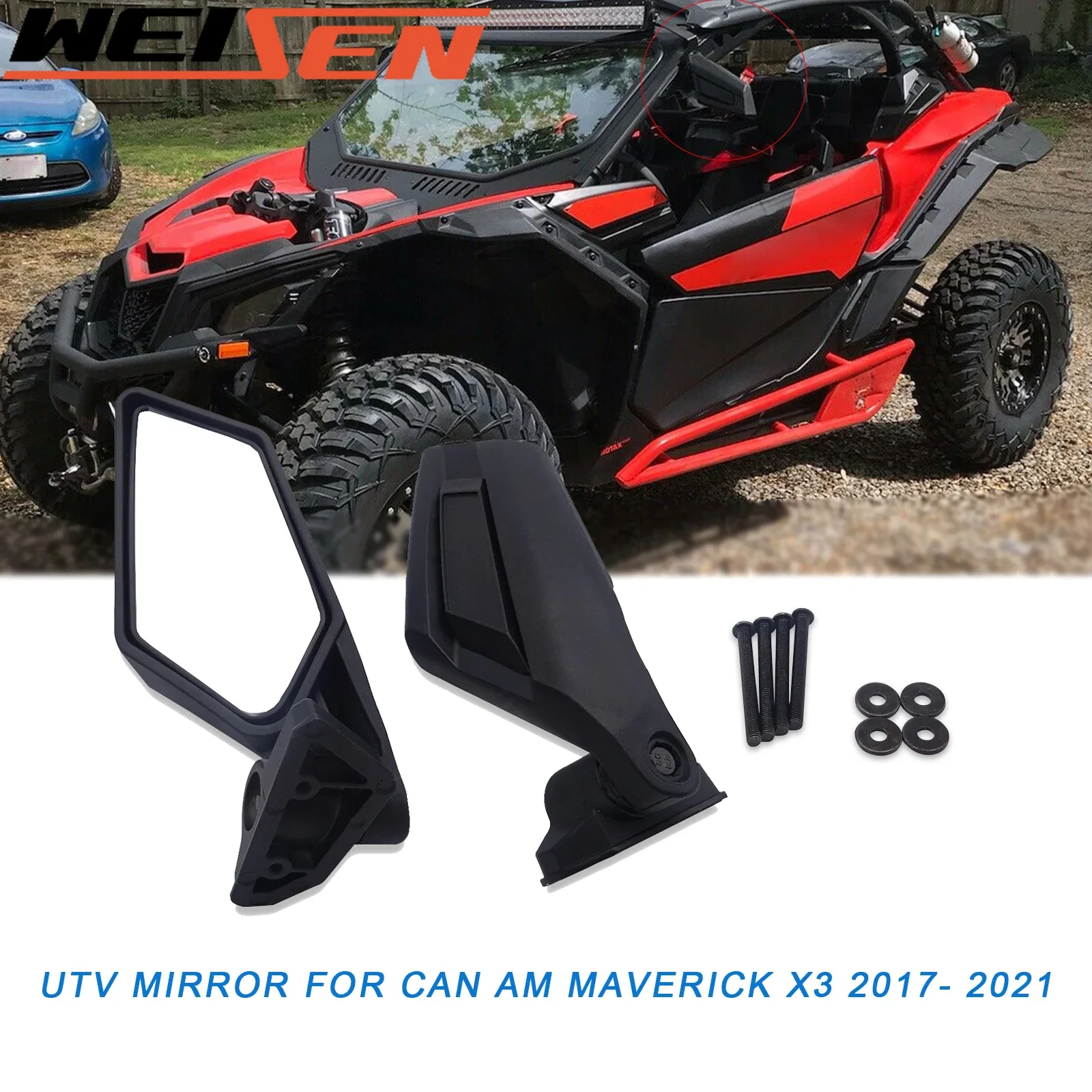 

UTV Mirror Rear View Mirrors For Can Am Maverick X3 MAX / X RS / DS / MR / Turbo / R 2017-2024 Racing Style Side View Mirrors