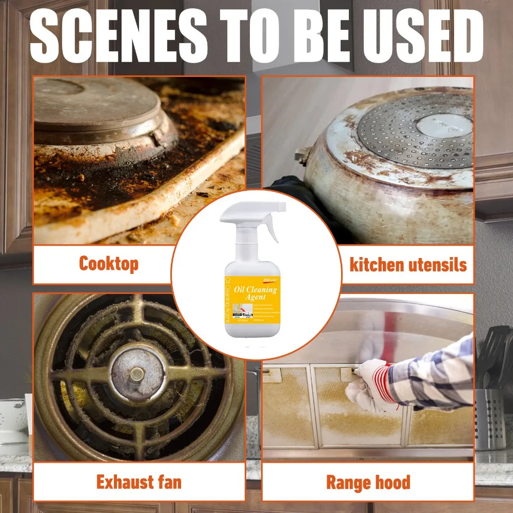 Heavy Oil Cleaner Kitchen Oil Stain Degreaser Stains Remover Cleaning Grills Ovens Home Cooktop Cleaning Spray
