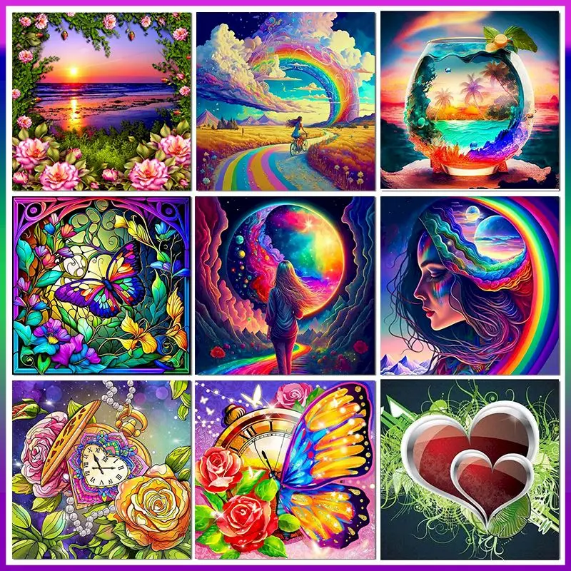 

CHENISTORY 5D DIY Diamond Embroidery Colorful Landscape Rhinestone Kit Diamond Painting Room Cross Stitch Home Decor Gift
