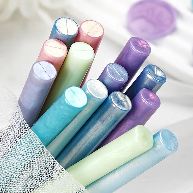 5Pcs New Aurora Fire Paint Wax Stick Cilindrico Gold Powder Polarizing Wax Melting Fai Da Te Business Invito Regalo Sigillo Materiale