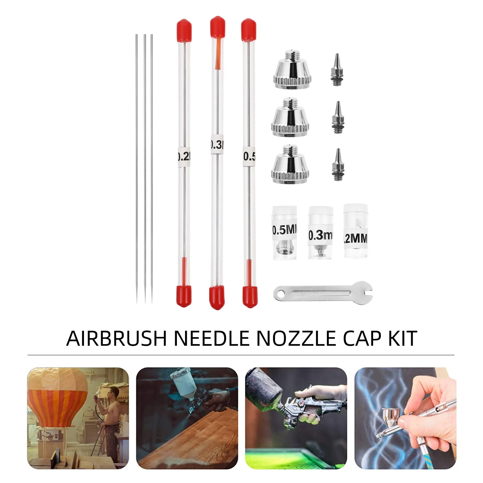 세트 당 10PCs, 0. 에어브러시 깍지 팁 에어브러시 페인팅 기계 부착물, 5mm, 0. 에어브러시 분무기 에어브러시 세트, 2mm
