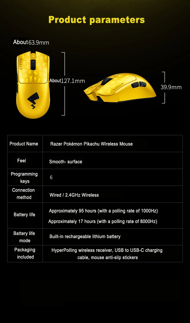 Razer Viper V3 Pro Pokemon Pikachu Edition Ultra-lightweight