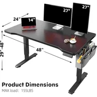 Standing Desk with LED,Electric Computer Desk,48 x 24 Inch Adjustable Desks Height with 3 Memory Preset,Sit Stand Up Desks 2