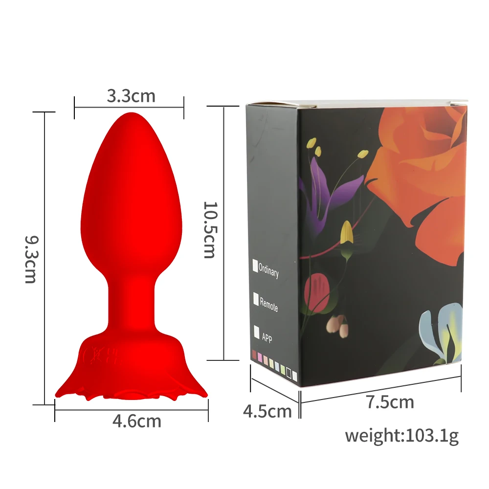 Silicone Anal Butt Plug Rose Vibration Adult Toys 10 Modes Anal Plug Masturbatio for Couples Women Gay Sexy Toys Adult Games