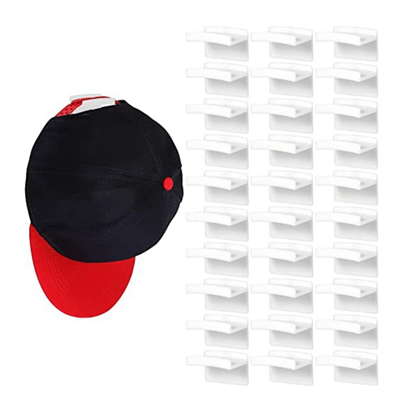 White Adhesive Hat Hooks For Wall (30pcs) Minimalist Hat Rack Design