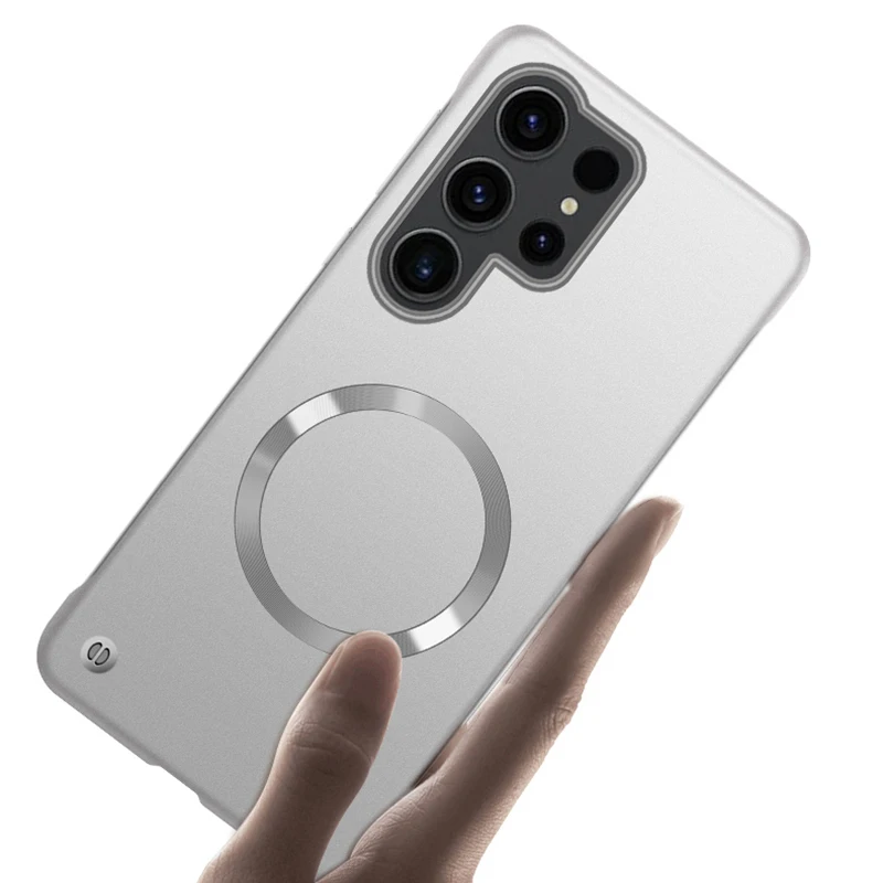 Matte Metallic Frameless PC Hard Phone Case with Magnetic Wireless Charging Capability