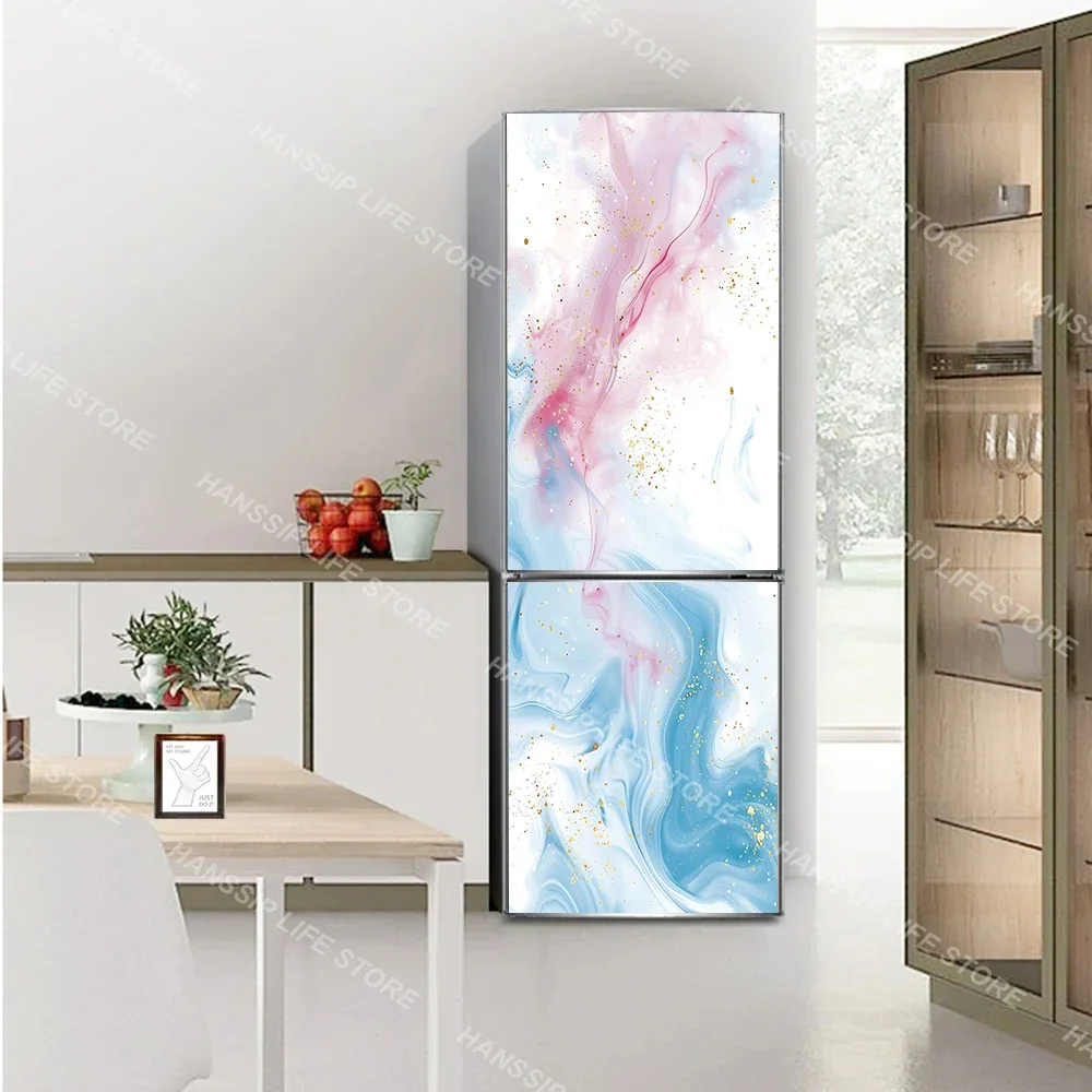 Marble Texture Tile Background Refrigerator Door Sticker Decorations Waterproof Kitchen Abstract Tiles Fridge Door Wrap Cover