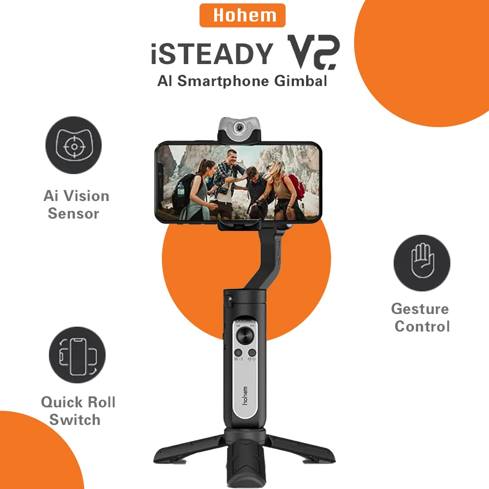 

iSteady V2S Three Axis Phone Stabilizer with Fill Light & Ai Tracking Sensor Electronic Gimbal Stabilizer for Xiaomi Phone