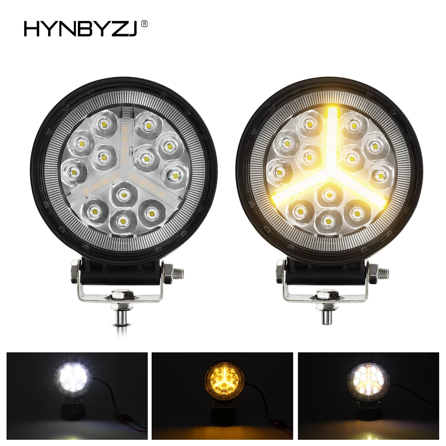 

HYNBYZJ 2pcs 4 Inch 200W LED Work Light Round Offroad Work Light DRL Driving Lamp with Line Jeep Wrangler Motorcycle Fog Lights