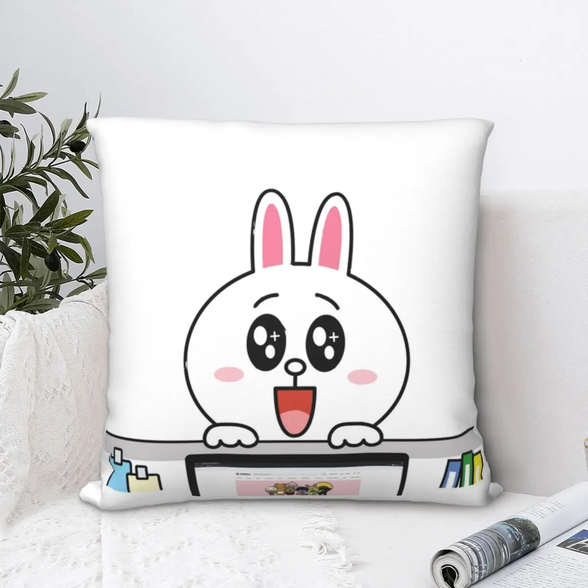Brown And Friends Workplace (Cony Bunny) Pillowcase Pillow Case Cushion Cover Home Sofa Car Decorative Throw Pillowcases |