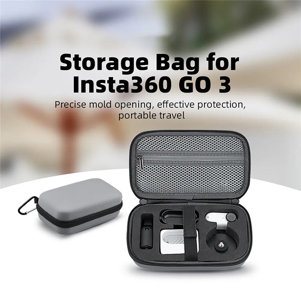 

Grey Mini Storage Bag for Insta360 GO 3 Carrying Case Handbag Portable Travel Protective Box Action Camera Accessories