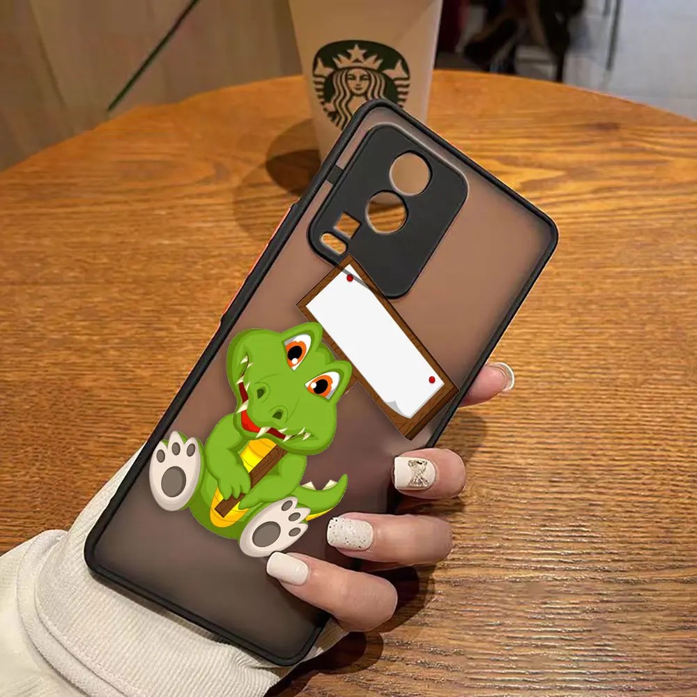 thumbnail image 1 of Funda mate para VIVO X90 X80 X70 5G X60 X50 X30 IQOO NEO 3 5 7 PRO PLUS X27 X23 X20 Funda Coque Shell lindo cocodrilo de dibujos animados, 1 of 5