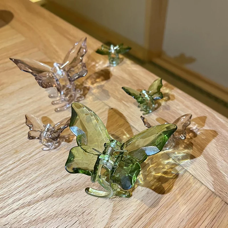 

Женская заколка для волос в Корейском стиле, яркая 3D заколка для волос с бабочками, прозрачная акриловая заколка для волос, модные аксессуары для волос на лето