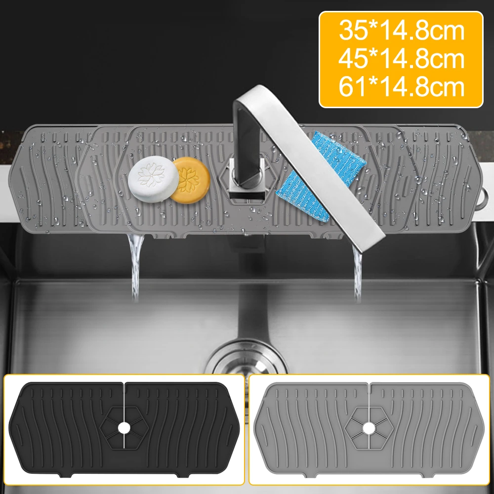 Silicone Faucet Mat Kitchen Sink Splash Guard Set Super Absorbent