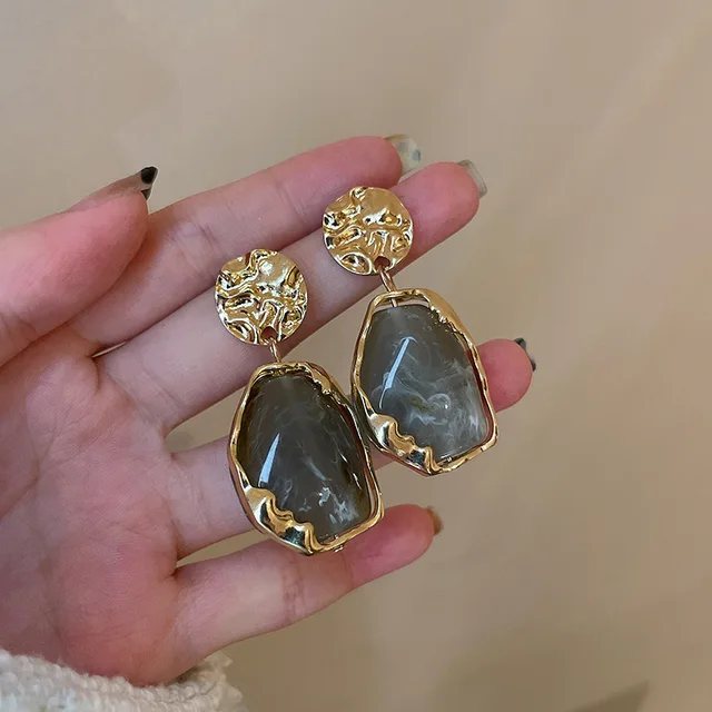 Fashion Pendant Earrings Trend Vintage Geometry  for Women  2022 Korean Jewelry Bohemia Acrylic Accessories Party Gift 5