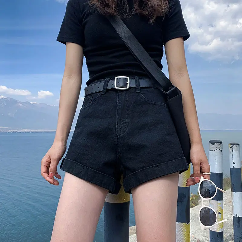 Short Pants for Women To Wear Jeans Black Womens Shorts High Waist Denim Pole Dance Work Office Aesthetic Youthful Classic Hot