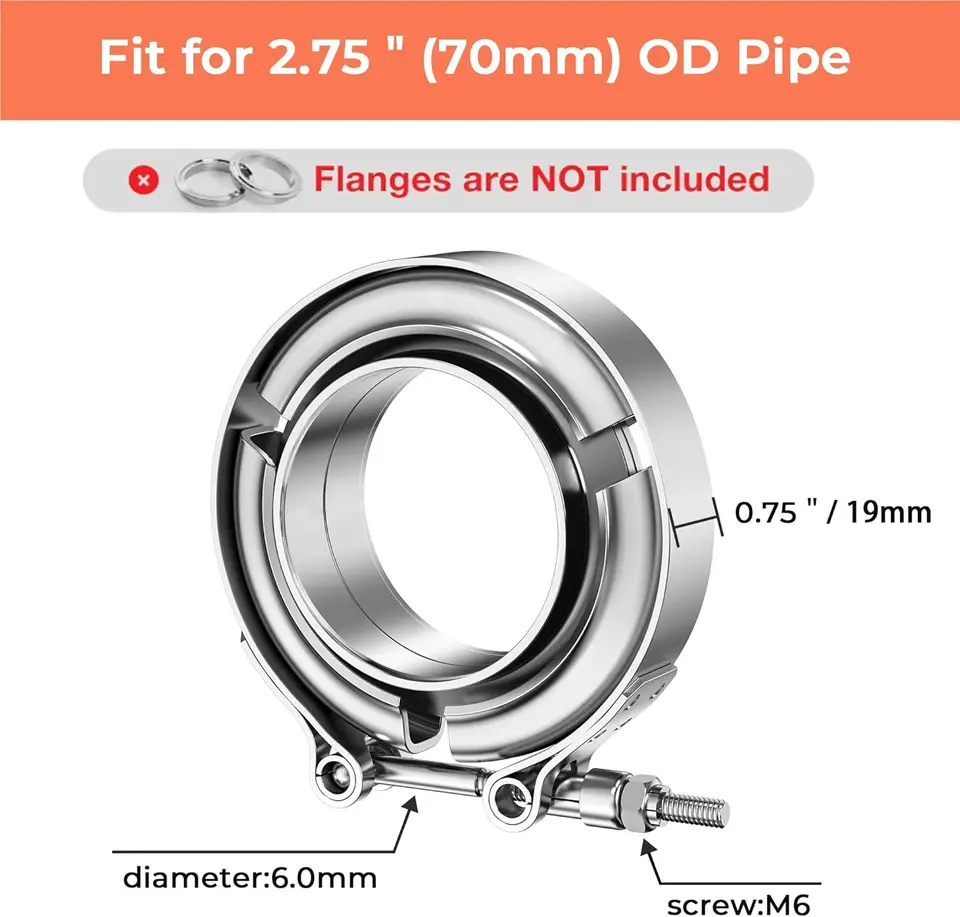 Morsetto A V Per Scarico 2 Pollici In Acciaio Inox 304: Flangia Maschio-femmina Universale Per Auto, Turbocompressore