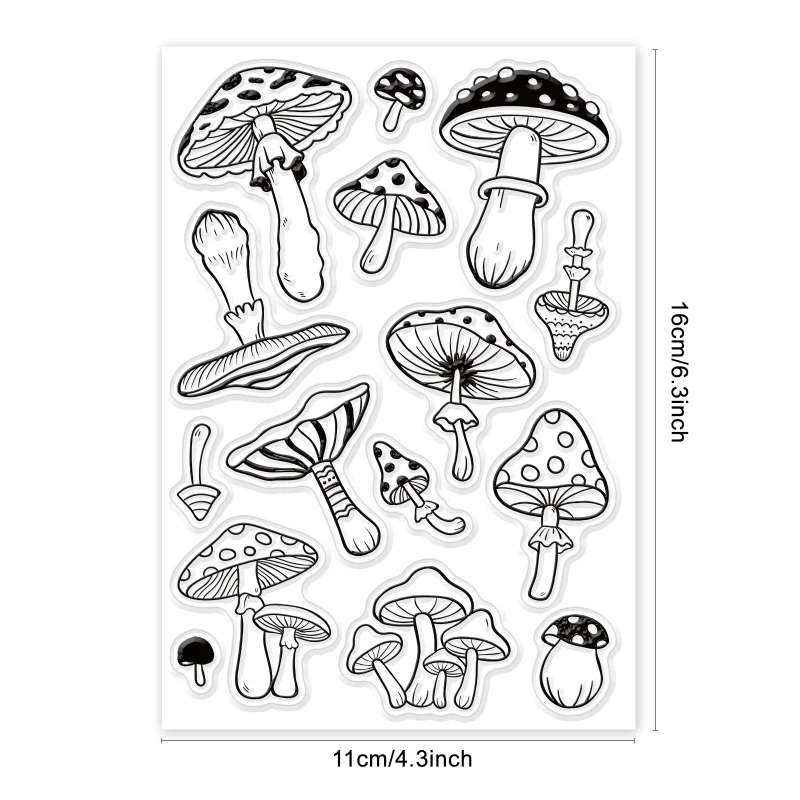 Clear stamps clear rubber stamps 1Sheet Mushroom Clear Stamp For Card Making Agaric Silicone Clear Stamp Rubber Transparent Seal For DIY Scrapbooking