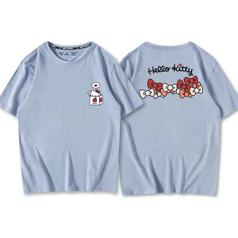 thumbnail image 1 of Hello Kitty-Camiseta de manga corta para niña, vestido informal holgado de media manga para estudiante, vestido bonito para novia, novedad de verano, 1 of 4