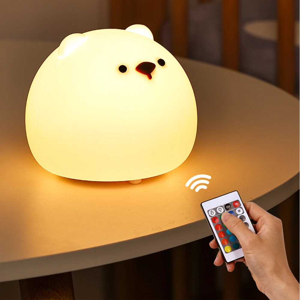

Led Night light Child Silicone Light USB Rechargeable Touch Sensor Colorful Lamp For Kids Bedroom Bedside Touch Animal bear Lamp