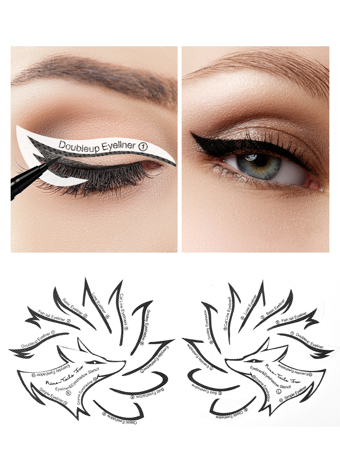 Fox Eye Makeup Stencils Eyeliner Stencil Mold Template Shaping Tools Eyebrows Eye Shadow Eyes Makeup Template Tool Stickers Card makeup tools eyebrow stencil tool eyeliner stencil tool eye makeup tools
