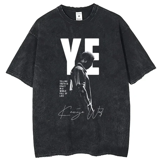 Rapper Kanye West Late Registration Tour 2005 Vintage Man Short Sleeve Tee Washing T Shirt Hip Hop Streetwear T-shirts 1