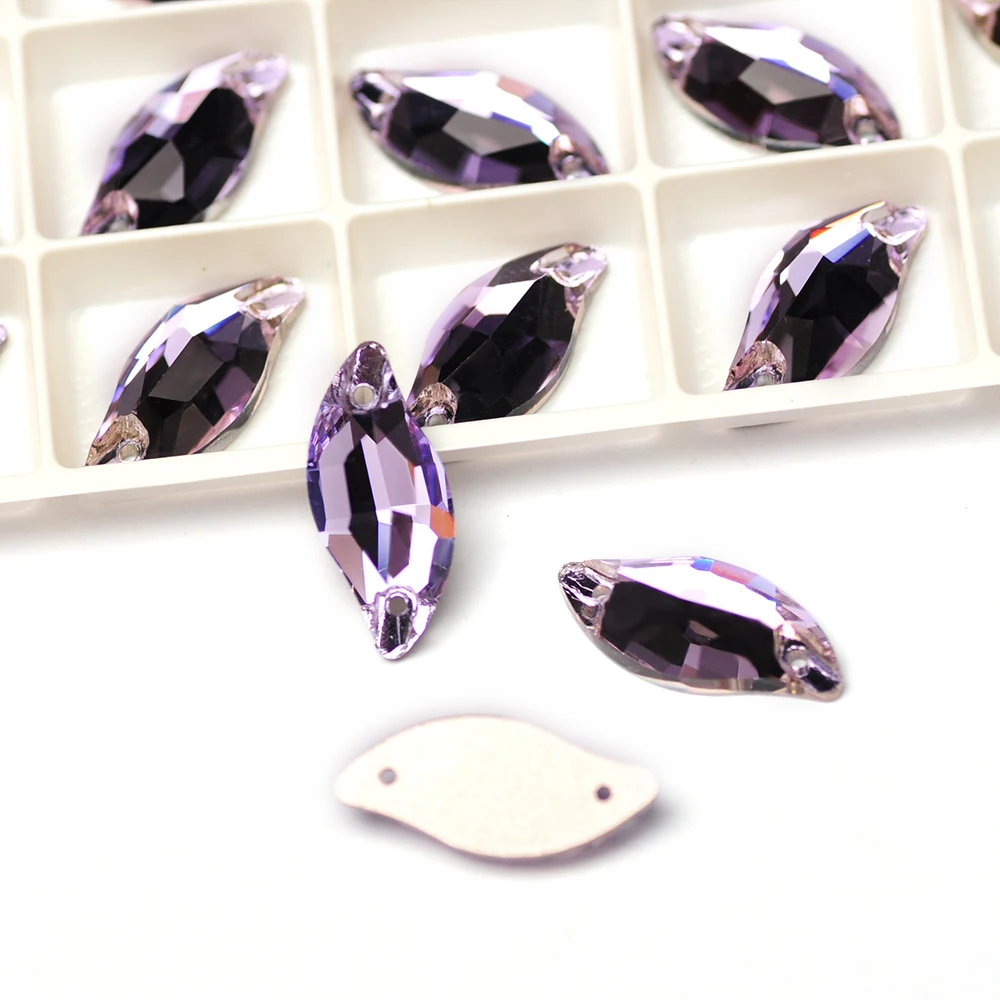 

Best Quality Violet Leaf Shapes Sew on loose Rhinestones Sewing Glass Crystal DIY Fabric Accessories For Garment Jewelry Making