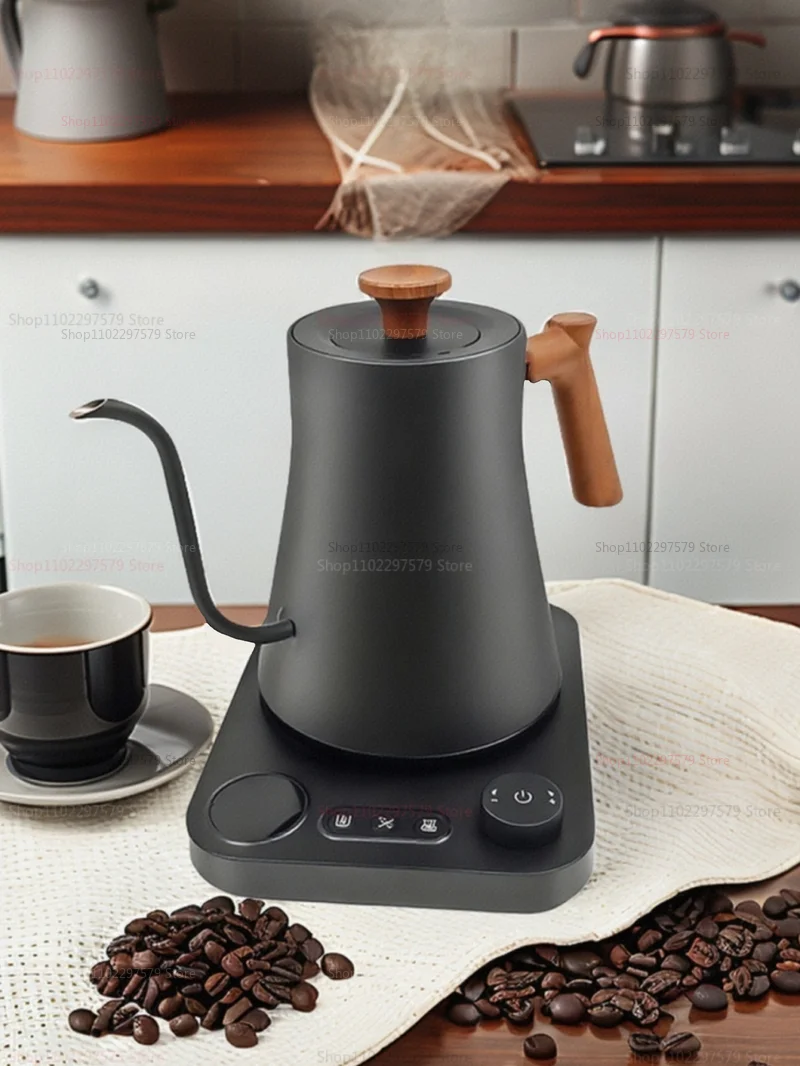 Description Picture 5 of itemElectric Stainless Steel Drip Coffee Kettle With Wooden Handle Gooseneck Teapot High-Value Kettle For Barista And Home Use