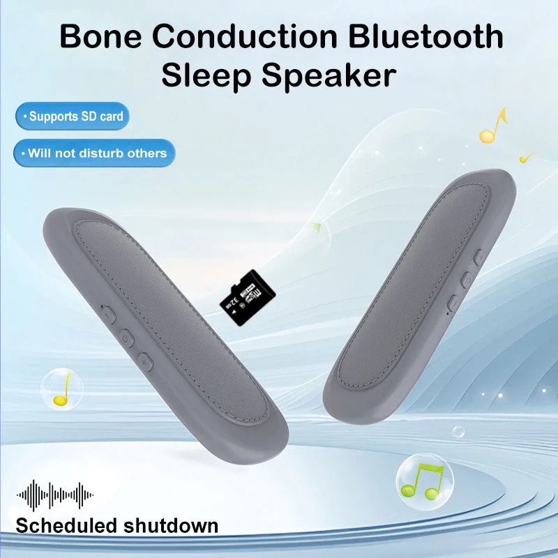 Mini Bone Conduction Bluetooth Speaker Sleep Aid Wireless Sound Bar Under Pillow Stereo Music Player TF Card Play Timed Shutdown