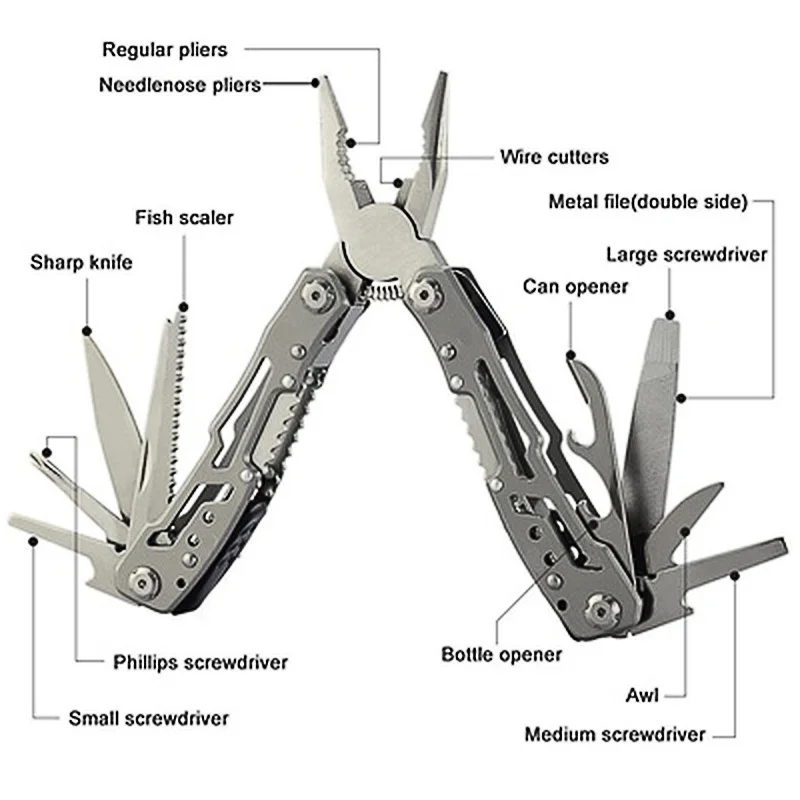 Multi Function Tool Creative 15 IN 1 Multi Tools Folding Pliers Camping Outdoor Survival with Nylon Bag