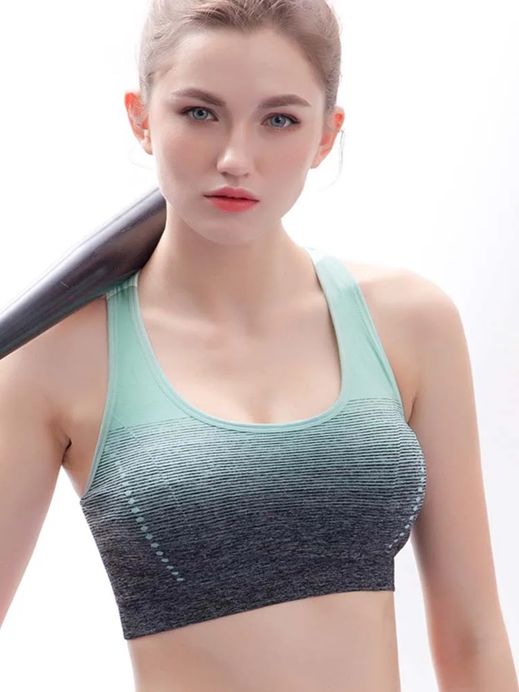 

Sports Bra High Stretch Breathable Top Fitness Women Padded for Running Yoga Gym Seamless Crop Bra Gradient Sport Bra