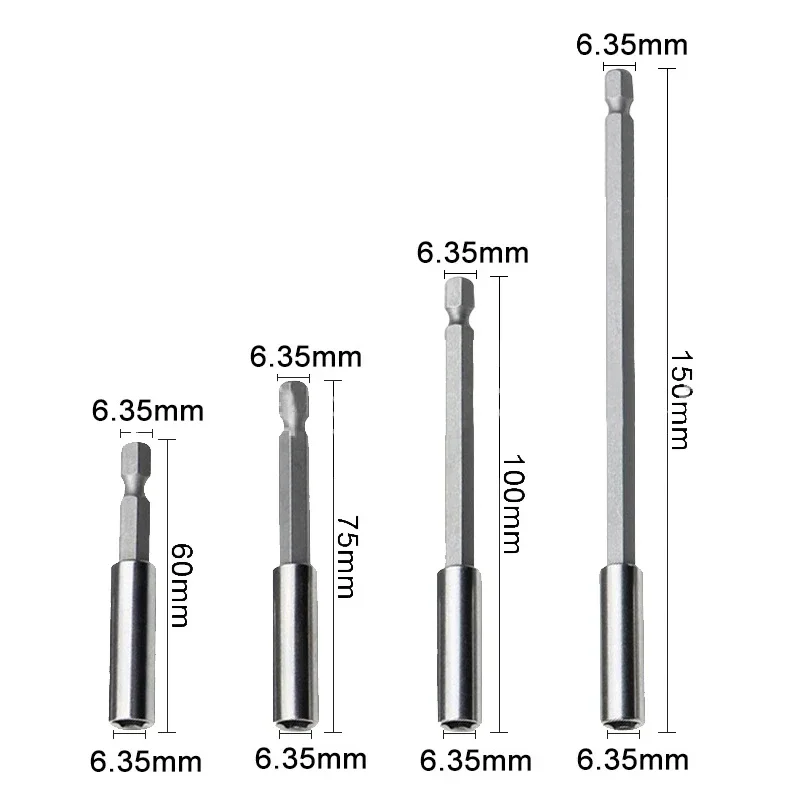 60/75/100/150mm Hexagonal Shank Extension Connecting Rod 1/4 Quick Change Hexagonal Shank Extension Rod Screwdriver Joint