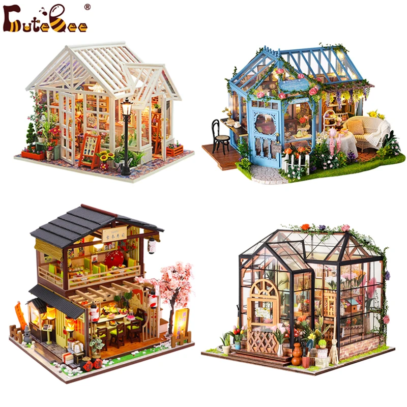 CUTEBEE Casa delle bambole fai-da-te Mini Casa delle bambole in miniatura  in legno con giardino per costruire Kit di mobili Casa giocattoli per  bambini regalo di compleanno - AliExpress