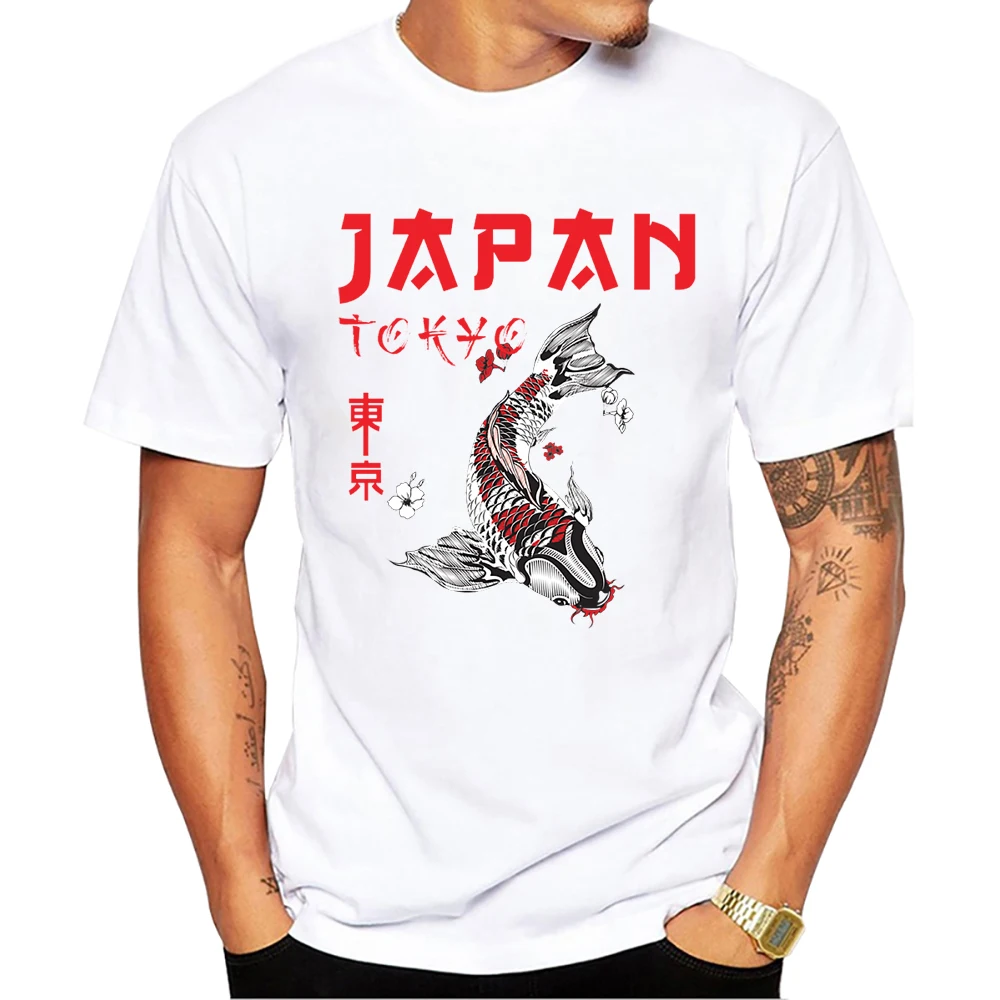 Teehub Sommer japanische Fuji Drachen Männer T-Shirt Yakuza Tokio Koi Fisch gedruckt T-Shirts Kurzarm T-Shirts Harajuku T-Shirt
