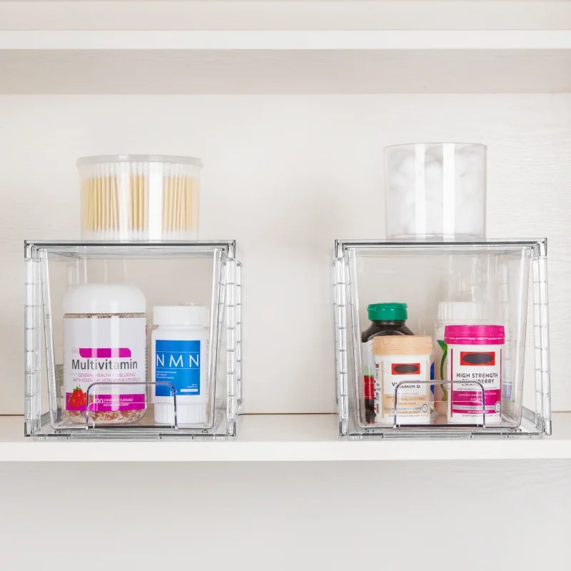 Cross-Border New Arrival Storage Box Detachable Assembled Snack Desktop Finishing Cosmetics Storage Transparent Plastic Box 3