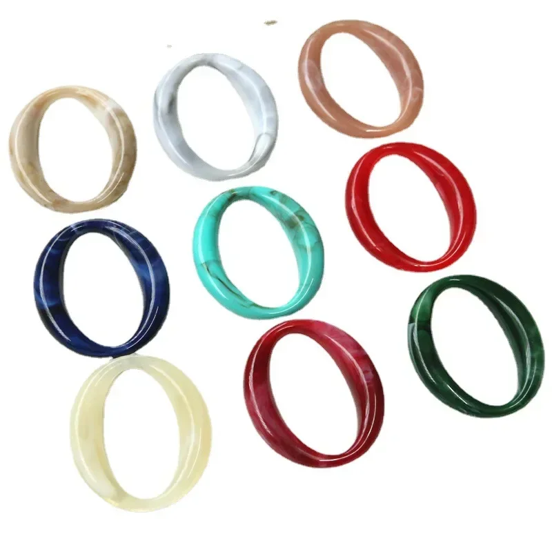 5pcs 일본식 컬러 스머지 중공 원형 타원형 상자 diy 수지 액세서리 귀걸이 머리핀 재료 도매