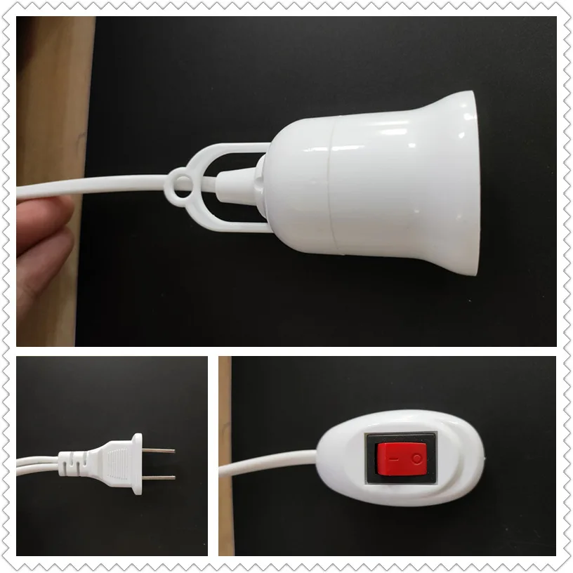 4.2m-9.2m Lamp Holder Universal with Switch LED Bulb Socket Adapter E27 Screw Lamp Holder Accessory Tool Dual Plug Suspension