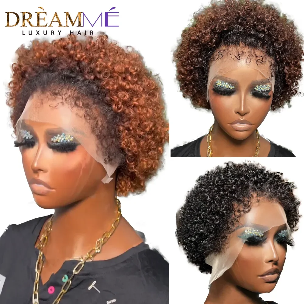 Lace Front Human Hair Wigs Short Bob Curly Pixie Cut 13x4 For Black Women Brazilian 150% Lace Frontal