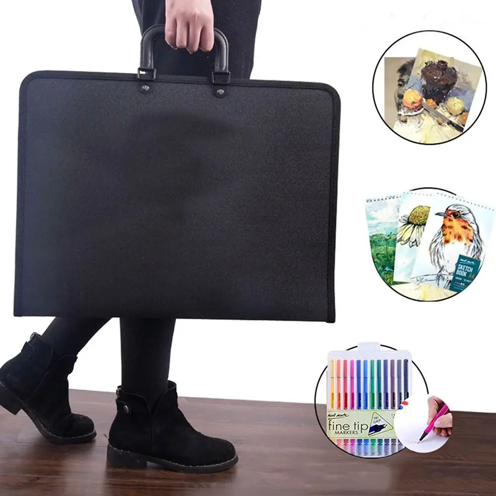 Weather Resistant Zipper Closure Large Capacity Art Portfolio Case With Shoulder Strap Top Handle Artist Painting Accessory 1