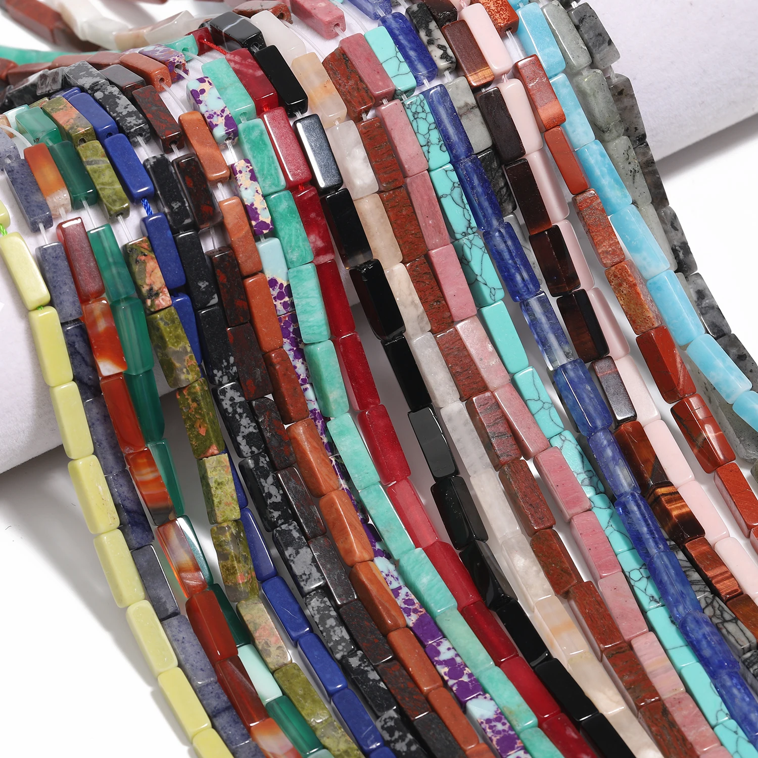13x4mm Rechteckige Steinperlen Natürliche Röhrenförmige Jade-Achat-Perlen für Schmuckherstellung DIY Armbänder Halsketten Zubehör