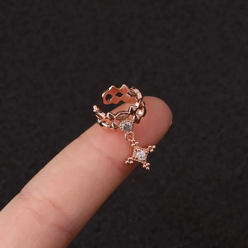 Helix cartilage conch fake piercing jewelry adjustable stainless steel Cz ear cuff no piercing conch cuff earring ear clip earrings clip earrings ear clip ear accessories 1Pc