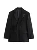 2024 Autumn and Winter New Arrivals Women's Cross Lace Fake Two-piece Double-Layer Lapel Double-Breasted Wide Suit Jacket 1