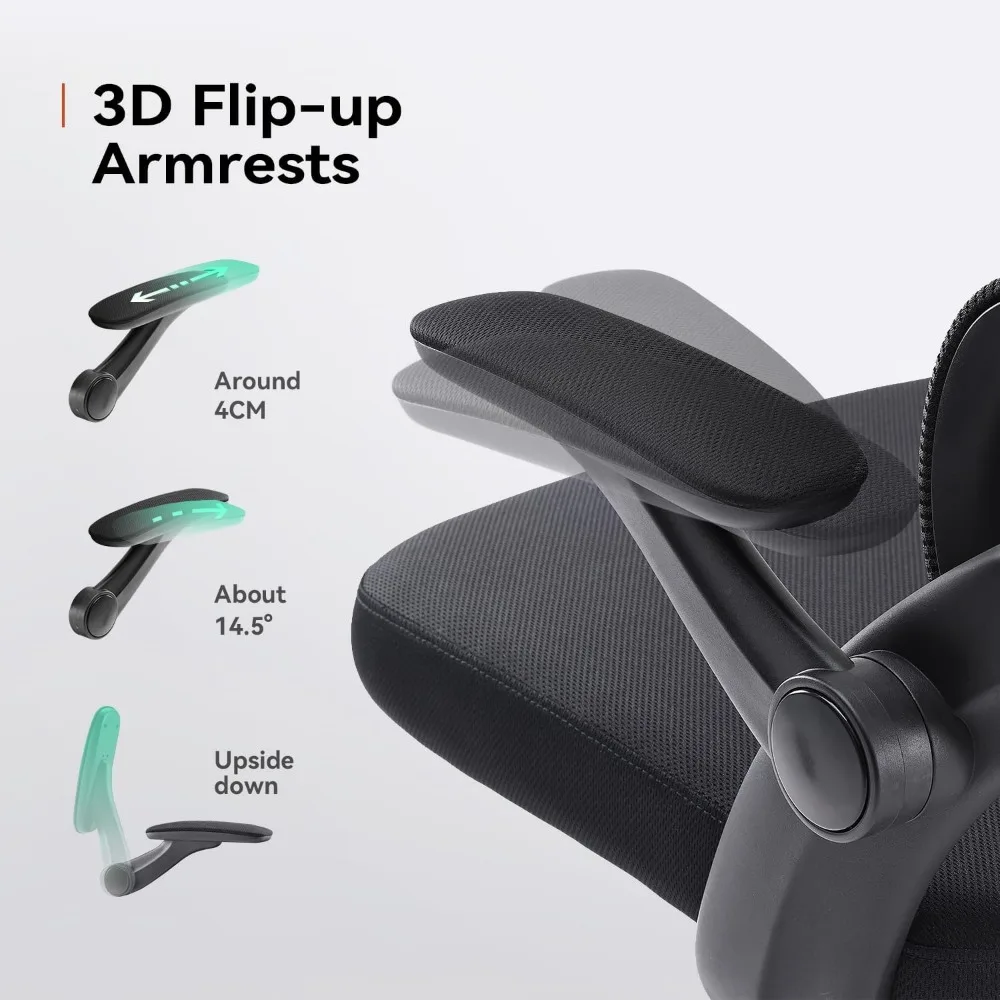 M102C Ergonomic Mesh Office Chair, High Back Desk Chair with 3D Armrests, Up&Down Lumbar Support, Swivel Computer Task Chair 4
