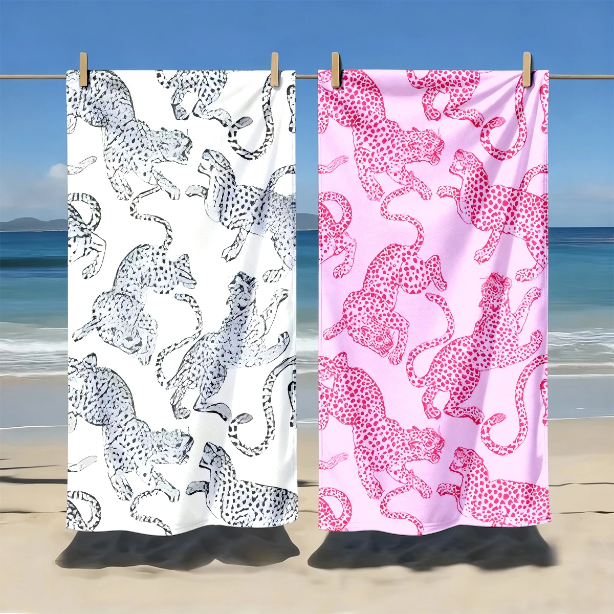 Set Of 2 Assorted Summer Beach Towels Ocean Turtle Starfish Prints_voghion.com