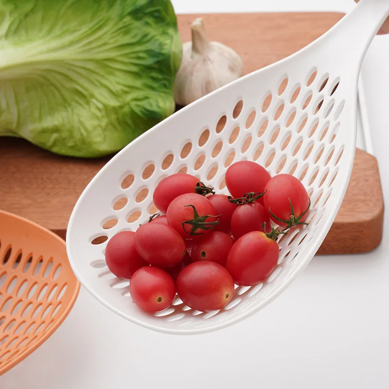Plastic Slotted Scoop Colander Skimmer Spoon Non Stick Kitchen Food Drain Shovel Strainers Skimmer with Handle for Cooking