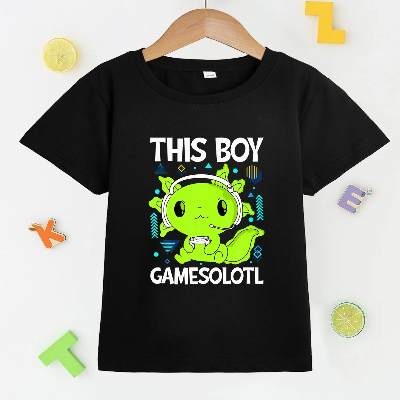 Cute Axolotl Print T Shirt, Tees For Kids Boys, Casual Short Sleeve T-shirt For Summer Spring Fall, Tops As Gifts 3