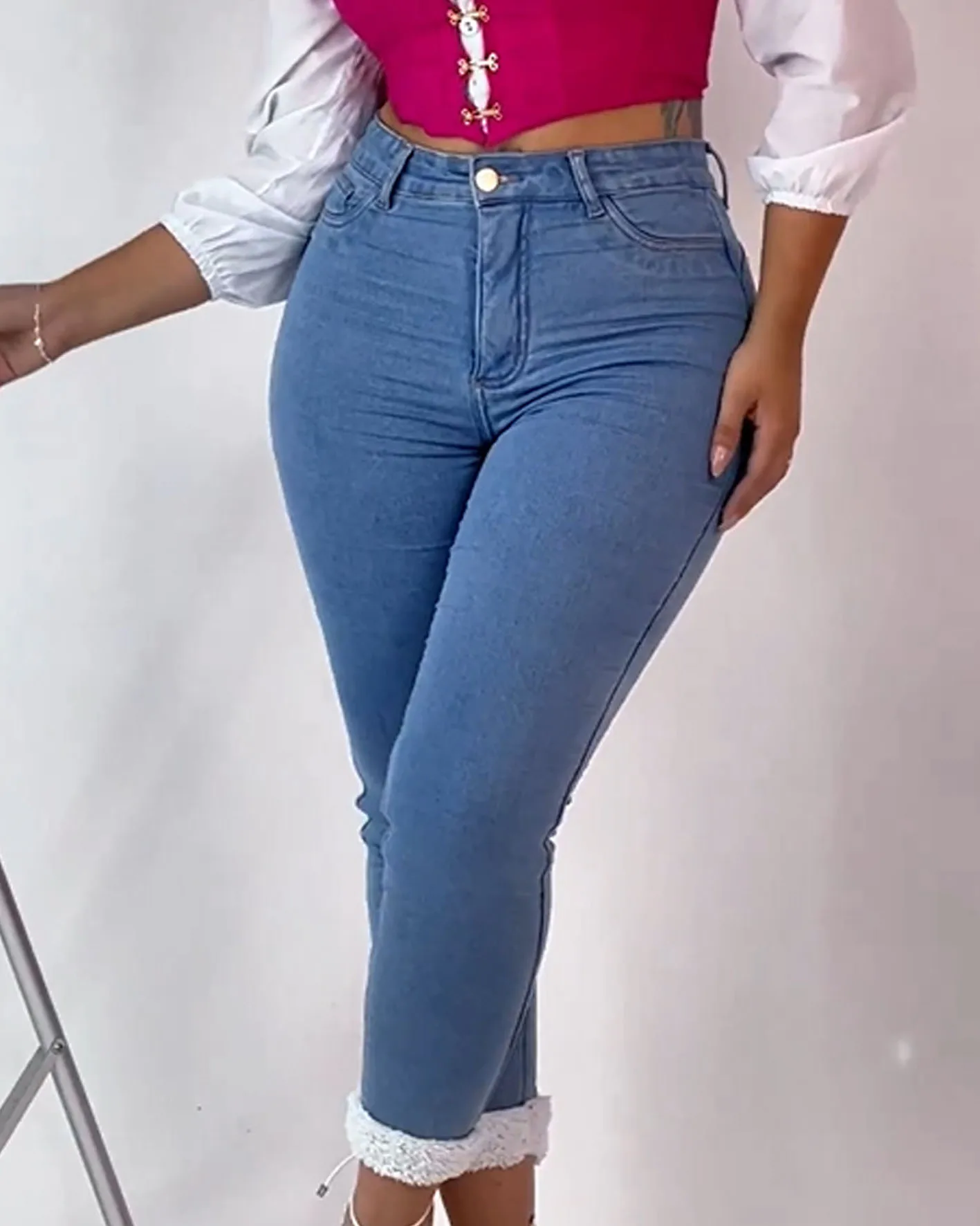 New Fashion Casual for Winter Thermal Fleece Lined Slim Fit High Waist Skinny Stretch Jeans for Women y2k